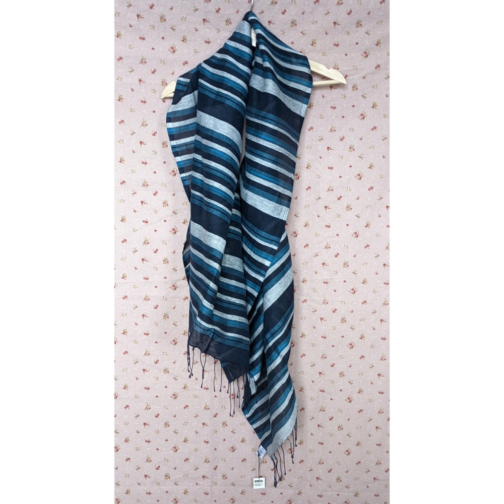 Indigo/Teal Linen, Light-weight scarf or shawl